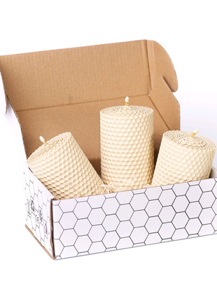Подарунковий набір медових еко свічок з вощини для дому та декору