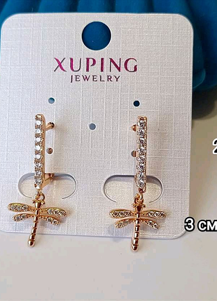 Сережки, серьги, медзолото, стрекоза