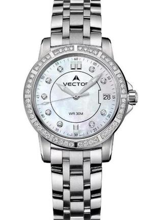 Жіночі фешн годинник з кристалами vector vc9-003413qz pearl
