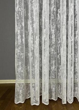 Тюль жаккард білий мармур, гардина висота 2,8м