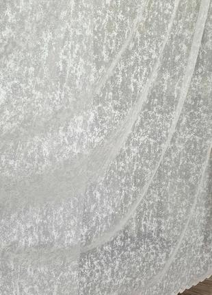 Тюль жаккард білий мармур, гардина висота 2,8м