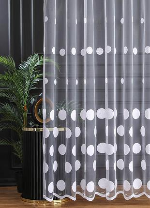 Тюль кульки білі, тюль шарики білі, тюль білий горошок