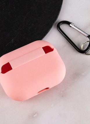 Силиконовый футляр с микрофиброй для наушников airpods pro розовый / футляр для аирподс про4 фото