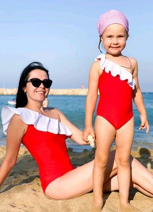 Електронна викрійка купальник з воланом  жіночий, дитячий