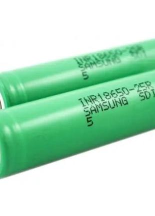 Аккумулятор 18650 samsung inr18650-25r 2500mah (20а) зеленый3 фото