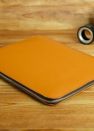 Кожаный чехол для macbook на молнии, с войлочной подкладкой, кожа grand, цвет янтарь