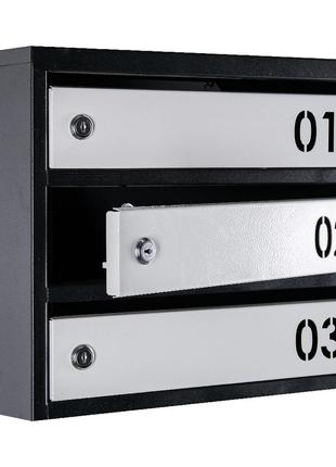 Почтовый ящик галиндустрия многосекционный яп04в на 4 квартиры черно-серый 550x390x200