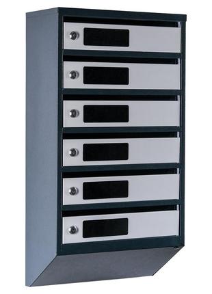 Поштовий ящик багатосекційний галіндустрія  яп06с на 6 секцій антрацит-сірий 750x390x200