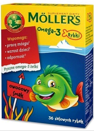 Риб'ячий жир mollers omega-3 рибки желейні малиновий смак