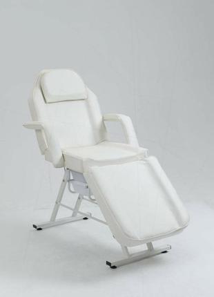 Косметологічне крісло - кушетка, масажний стіл, білий чорний2 фото