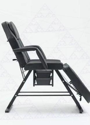 Косметологічне крісло - кушетка, масажний стіл, білий чорний3 фото