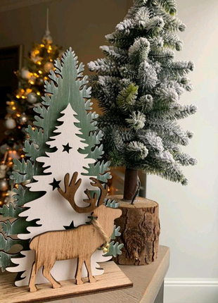 Новорічний декор, ялинка , олень, дерево