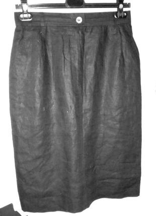 Юбка юбка узкая черная 100% лен нтаж1 фото