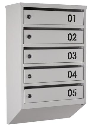 Поштовий ящик багатосекційний галіндустрія яп05в на 5 секцій сірий 650x390x200