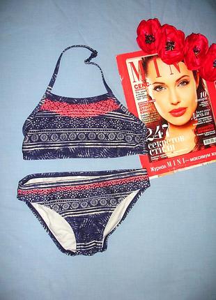 Дитячий купальник роздільний на ріст 128 см 6-7 років дівчинці топ плавки етно