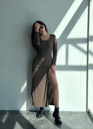 Дизайнерское платье длины макси корсетные завязки эффектный разрез на ноге7 фото