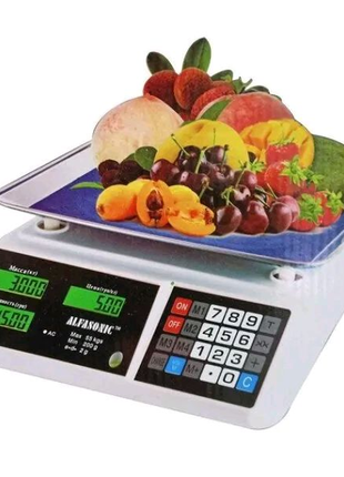 Весы торговые alfasonik ts-p6416 до 50 кг кнопки пластик