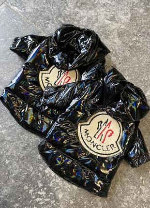 Брендовая зимняя куртка для собак moncler на пуху с капюшоном, черная