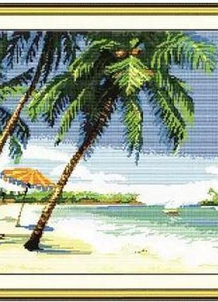 Набір для вишивання за нанесеною на канву схемою "seaside scenery". aida 14ct printed 52*41 см