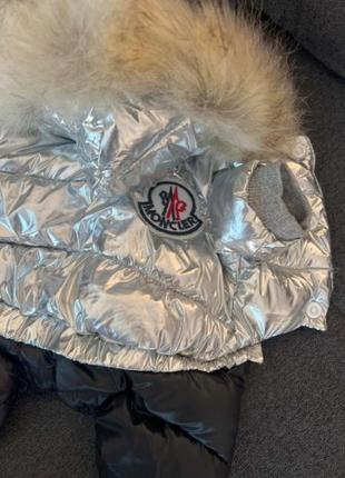 Брендовый зимний комбинезон для собак moncler , серебряный2 фото