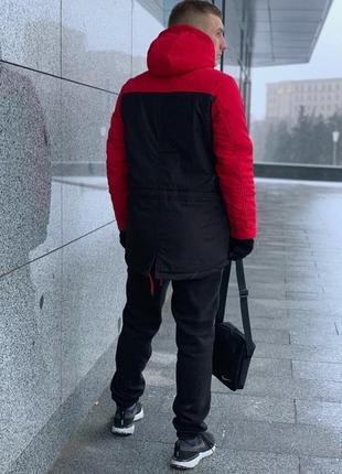 Парка nike красно-черная зимняя + штаны теплые найк+барсетка и перчатки в подарок.комплект5 фото