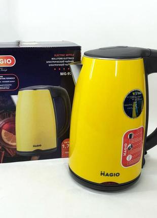 Електрочайник magio mg-976, маленький електрочайник, гарний електричний чайник, електронний чайник