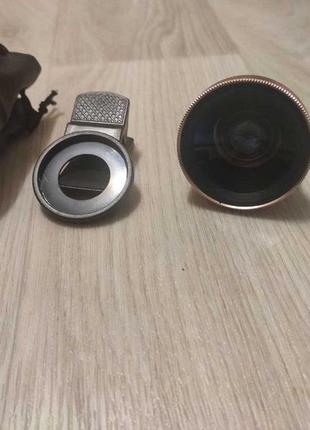 Ширококутний об'єктив для смартфону 0.45 + макро + прищепка + ...