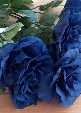 Букет синих роз 50см/ сині троянди штучні квіти3 фото