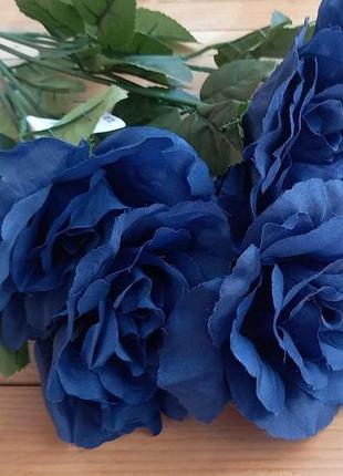 Букет синих роз 50см/ сині троянди штучні квіти4 фото