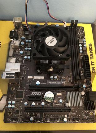 Игровой комплект на 4 ядра amd- плата sfm2 msi a68hm-e33 на ddr3 +процессор amd a8-6600k 4 ядра по 3.9-4,2 ghz