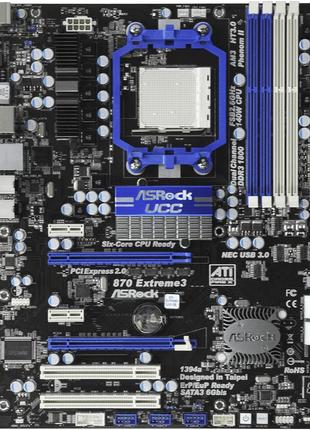 Топовая игровая плата sam3 asrock 870 extreme3 sli 140w на ddr3 поним все 2-6 ядерн процы + sata iii, usb 3.0