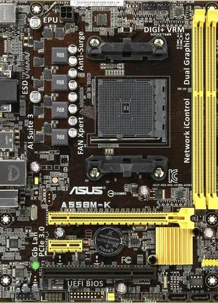 Плата под amd socket fm2+ (sfm2 ) asus a55bm-k уценка-звук ! на ddr3 держит до a10 pro ( ad885bxbi44jc )