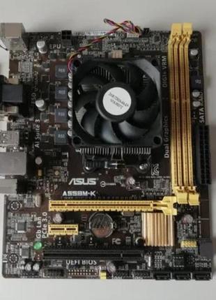 Игровой комплект на 4 ядра amd- плата sfm2 asus a55bm-k на ddr3 +процессор amd a8-6500k 4 ядра по 3.6-3,9 ghz