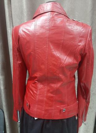 Куртка червона з натуральної шкіри2 фото