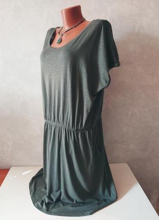 Трикотажне натуральне плаття кольору хакі 50-52 розміру2 фото