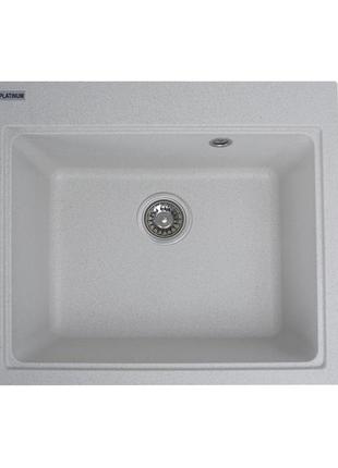 Гранітна мийка для кухні platinum 5852 vesta матова біла в крапку