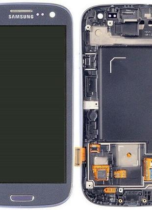 Дисплей для samsung i9300 galaxy s3 із сенсором і рамкою синій original