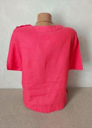 Яркая льняная блуза малинового цвета 44-46 размера3 фото