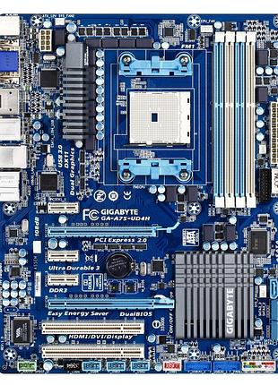 Надежная плата под amd sfm1 gigabyte ga-a75-ud4h c hdmi на ddr3 /usb3.0 / sli / sata3 socket fm1 с гарант