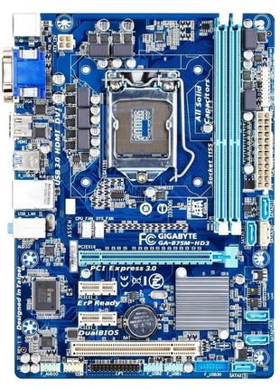 Надежная плата lga1155 gigabyte ga-b75m-hd3 usb 3.0/ sata3 поддерживает intel core- i7,i5,i3  3го поколения !