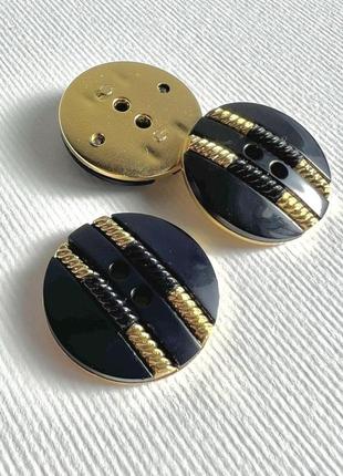 Пуговица костюмная декоративная основа синяя золотая 27мм пластик