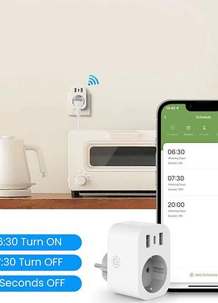 Smart tuya wifi розетка с портами usb умная розетка 16a5 фото