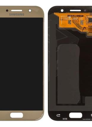 Дисплей для samsung a520 galaxy a5 2017 c сенсором золотистый оригинал gh97-19733b