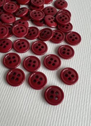 Ґудзик сорочковий бортик глянцевий 4отв червоний 11мм пластик