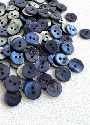 Пуговица рубашечна тоненькая 2отв синяя 10мм ракуш