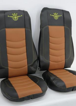 Чохол на сидіння daf xf 106 euro6/перфор.шкіра коричнева — боки чорн./