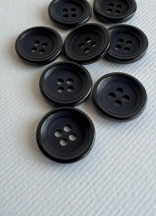 Пуговица  костюмная матовая серединка 4отв черная 17мм пластик