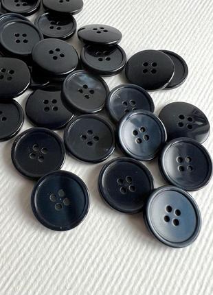 Пуговица рубашечная тоненький бортик темная 4отв синяя 15мм пластик