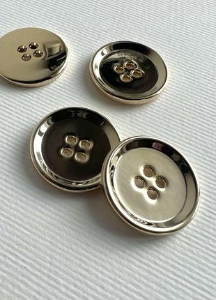 Пуговица костюмная тоненький бортик 4отв золотая 25мм металл