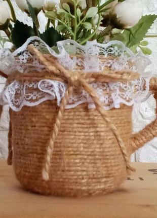 Чашечка-вазочка для свадебного декора стола в стиле рустик ручной работы5 фото